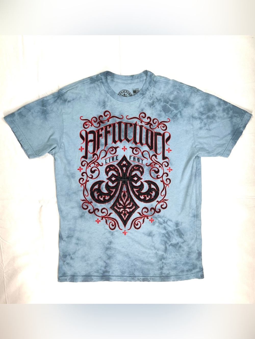 Vintage Affliction Live Fast T Shirt Size XL Blue Black And Red